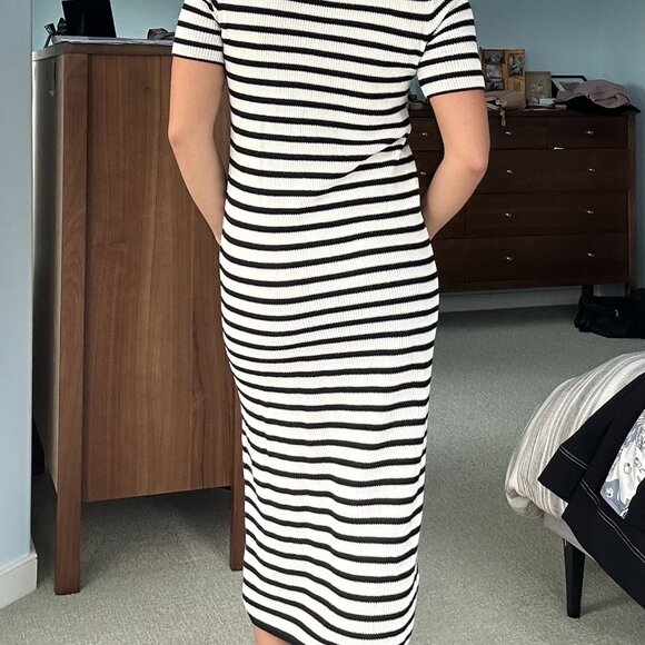 BRAND NEW Massimo Dutti Striped Midi Dress - Picture 2 of 3
